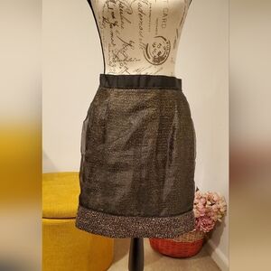 LOFT Black and Gold Mini Pencil Skirt for Work